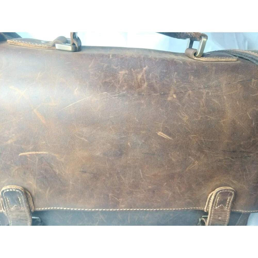 Vintage Kattee Leather Briefcase Messenger Bag Brown Fits 15 Inch Laptop